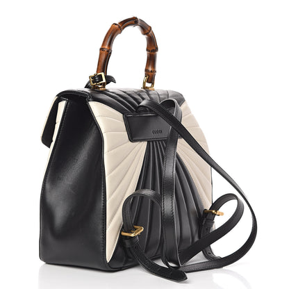 Gucci Calfskin Bamboo Trapuntata Queen Margaret Backpack Mystic White Black 3 of 19