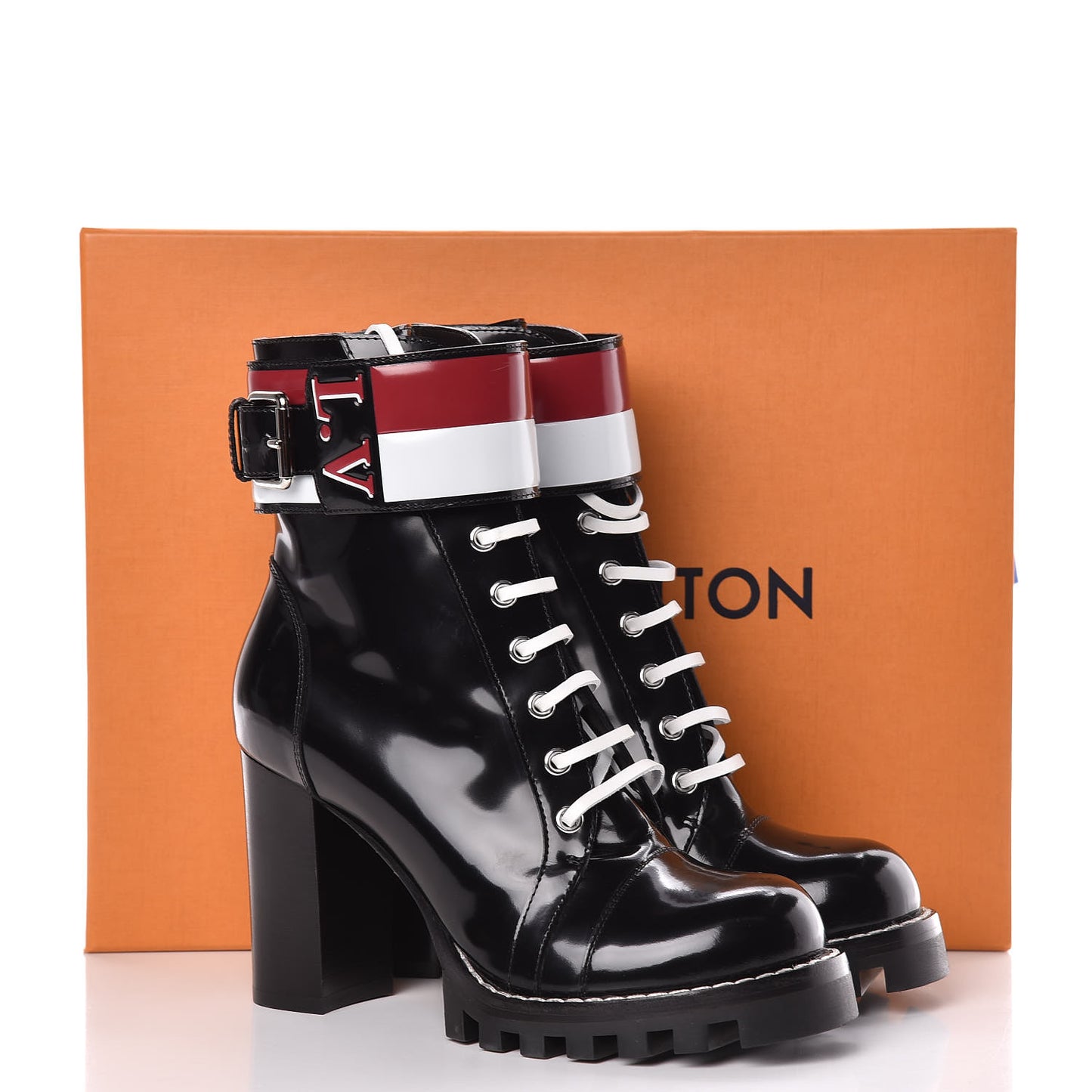 Patent Calfskin Star Trail Ankle Boots 38.5 Black