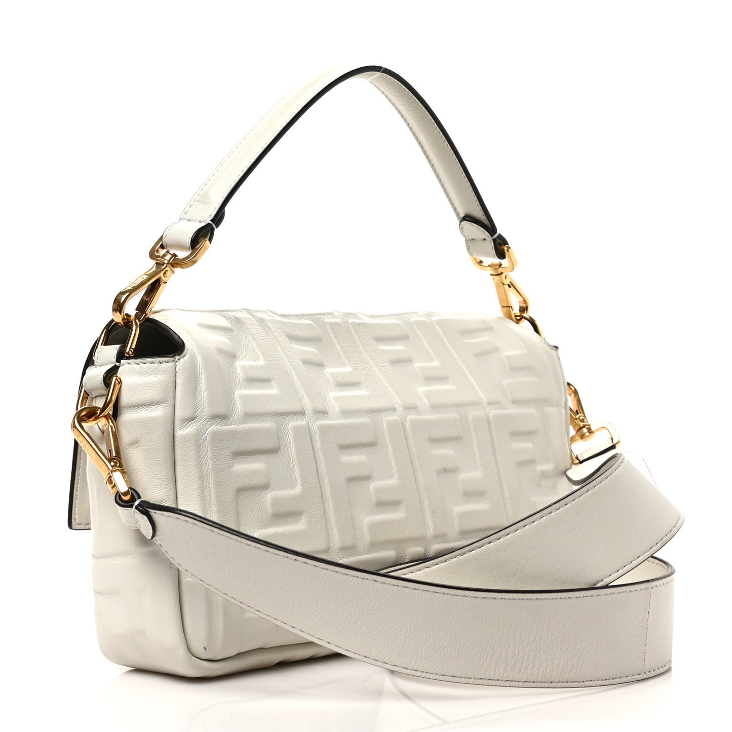 Nappa FF 1974 Embossed Baguette White
