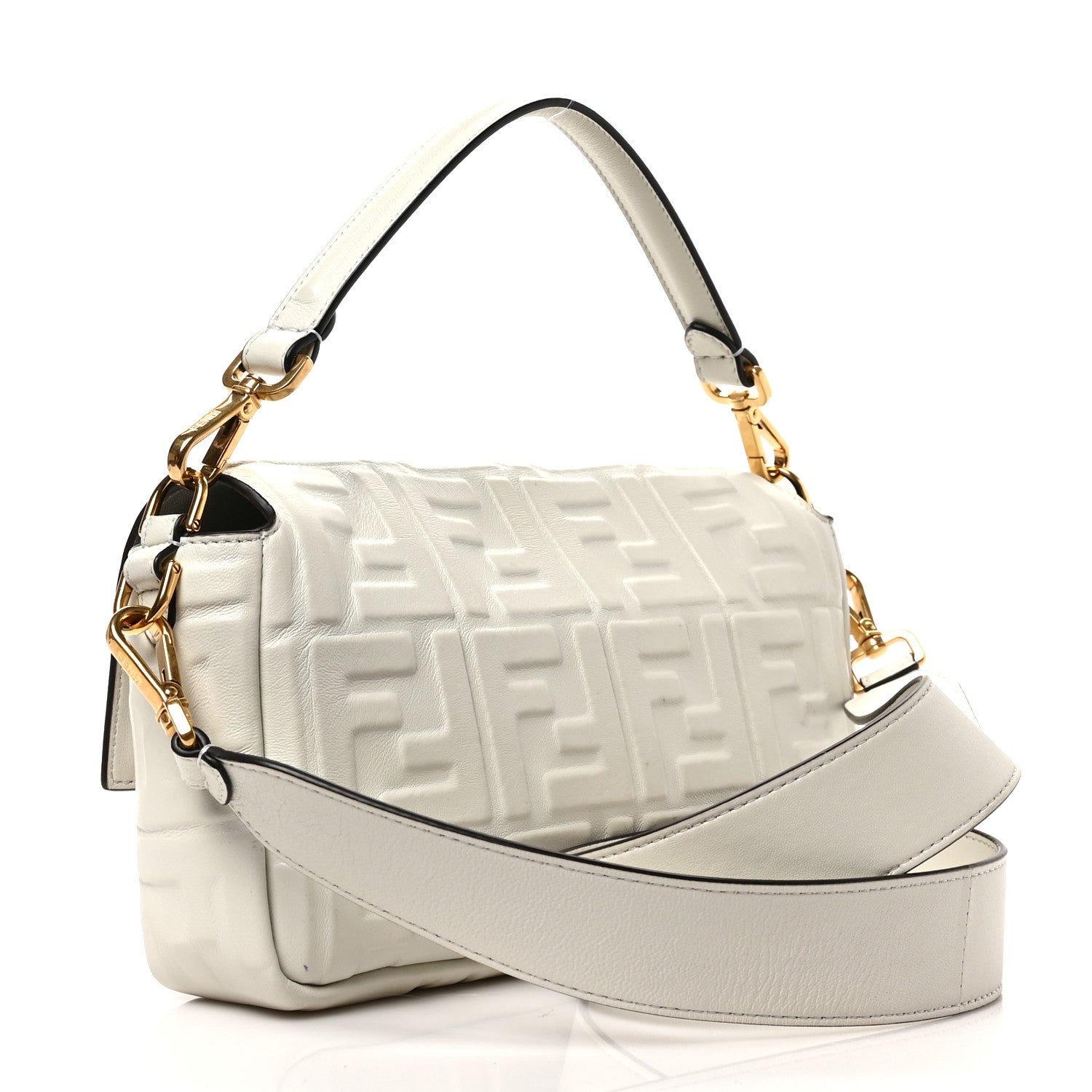 Fendi Nappa FF 1974 Embossed Baguette White 3 of 8