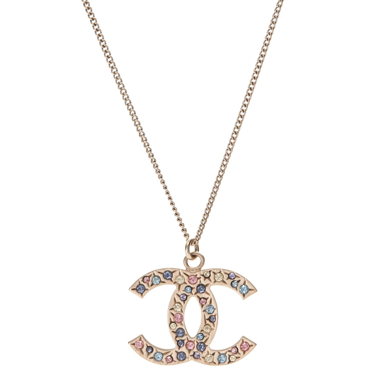 Crystal CC Necklace Light Gold Multicolor