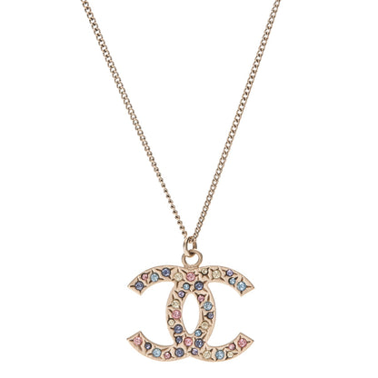 Chanel Crystal CC Necklace Light Gold Multicolor 1 of 4