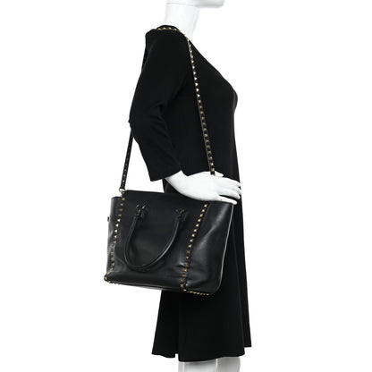 Valentino Garavani Vitello Rockstud Double Handle Tote Black 2 of 13