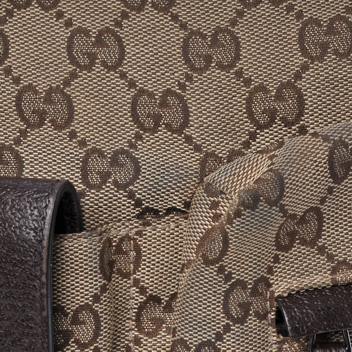 Monogram Web Medium Double Pocket Messenger Bag Dark Brown