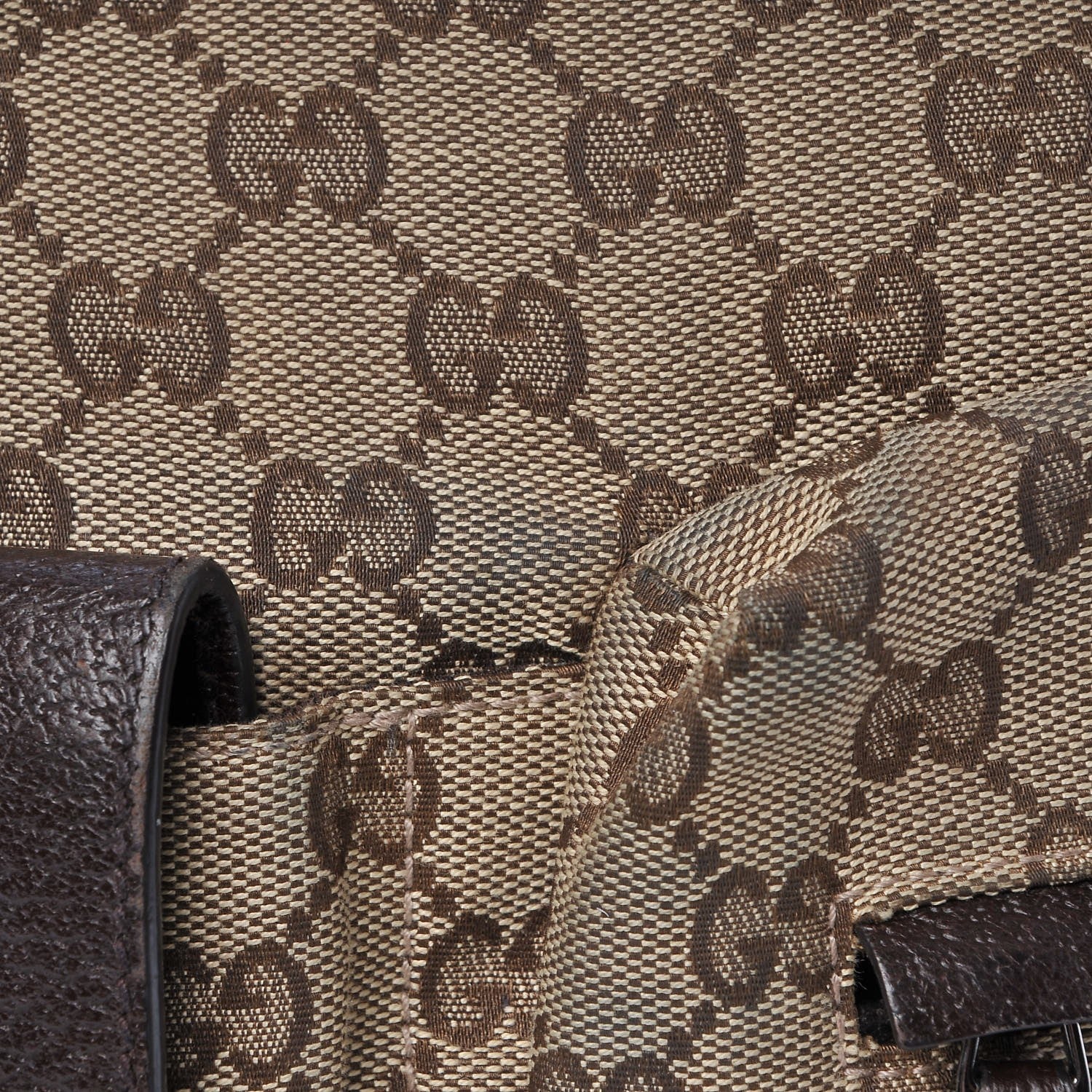 Gucci Monogram Web Medium Double Pocket Messenger Bag Dark Brown 9 of 10