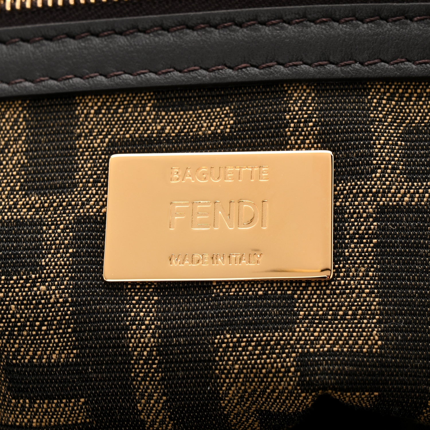 Fendi Fabric Jacquard FF 1974 Medium Baguette Tobacco Moro Black 6 of 11