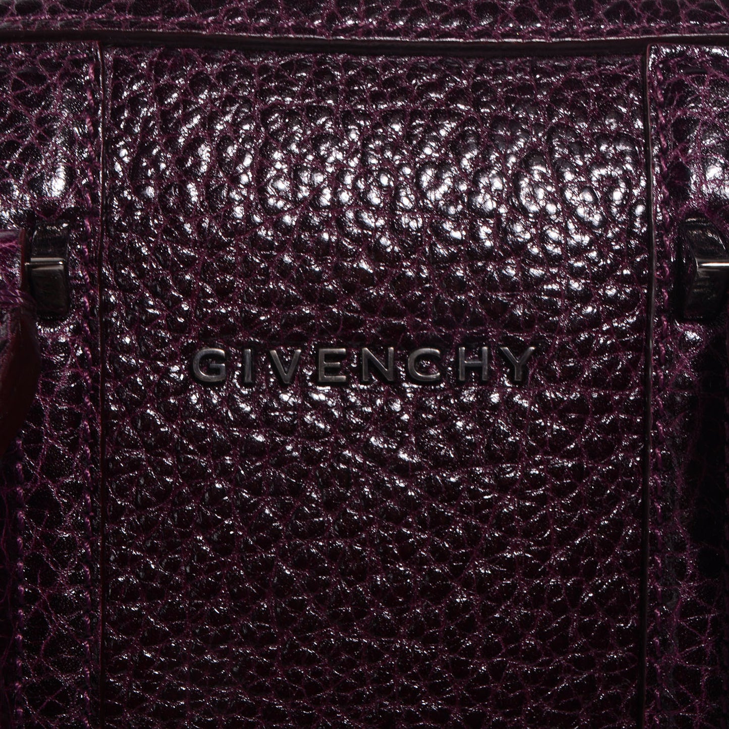 Glazed Pebbled Calfskin Mini Lucrezia Aubergine