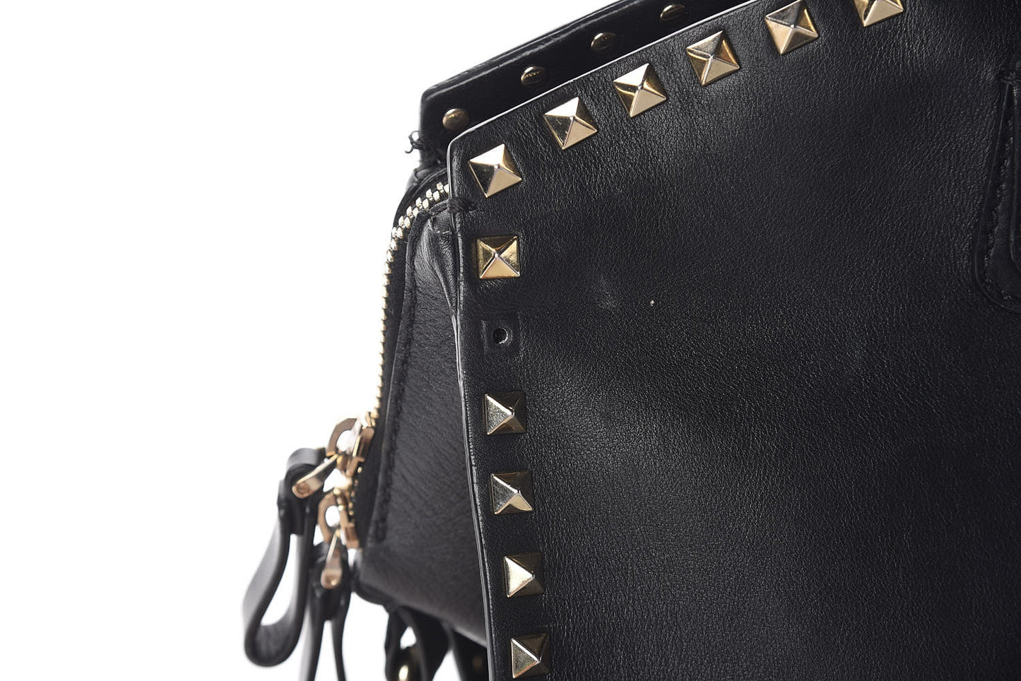 Vitello Rockstud Dome Shopper Black