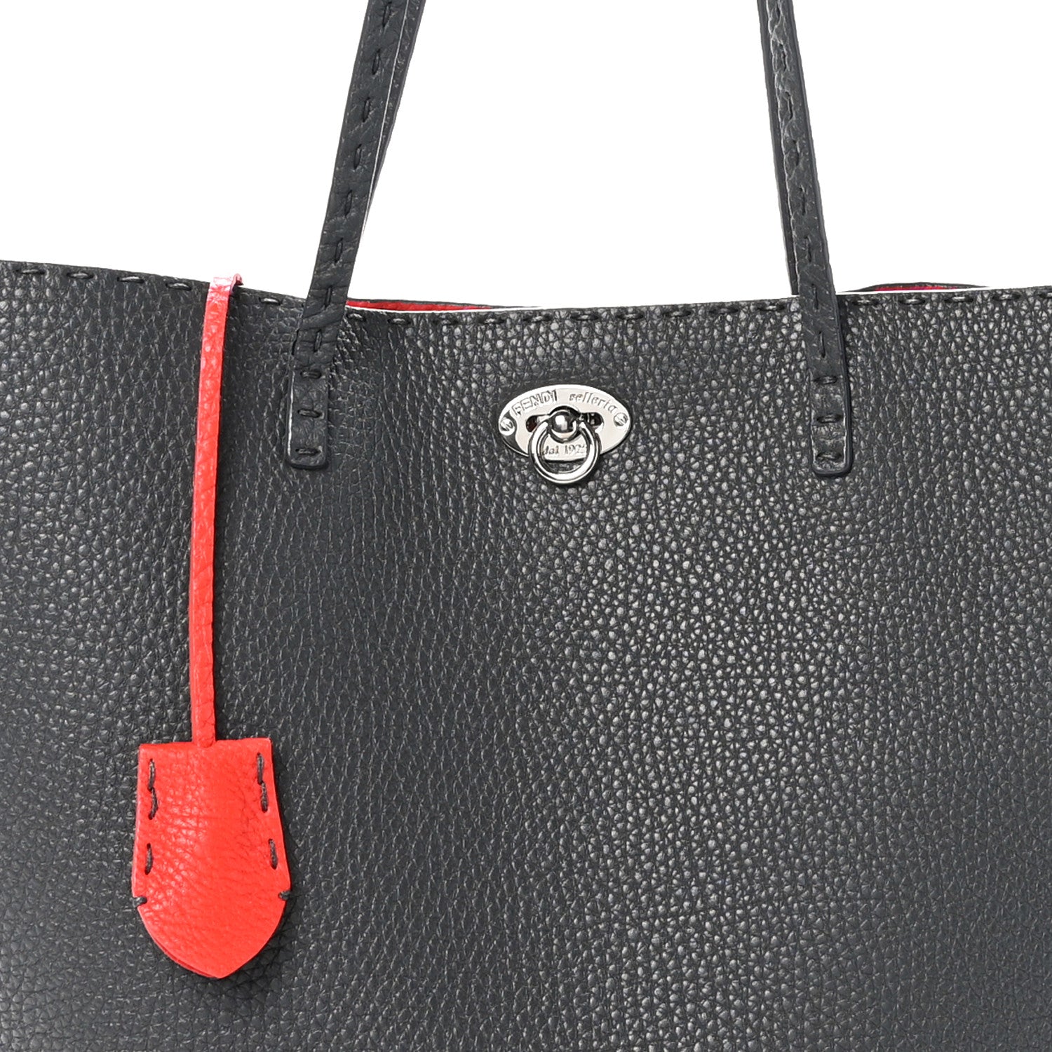 Fendi Cuoio Romano Selleria Bi-Color Large Carla Shopping Tote Asfalto Papavero 7 of 10