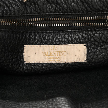 Valentino Garavani Pebbled Calfskin Tribal Small Guitar Strap Rockstud Rolling Flip-Lock Messenger Bag Black 6 of 18