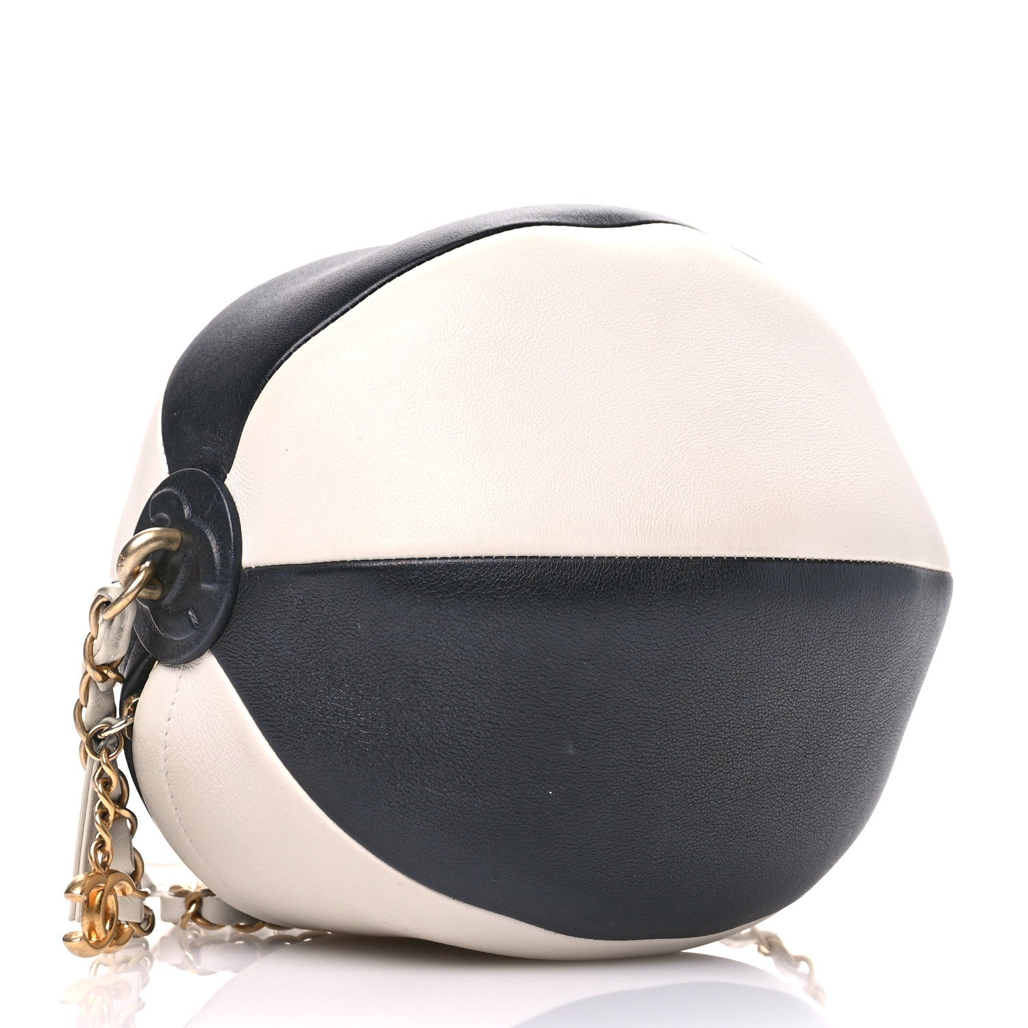 Chanel Calfskin Coco Beach Ball Bag White Black 4 of 11