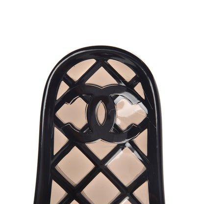 Chanel PVC Transparent CC Flat Slide Sandals 36 Black 6 of 8