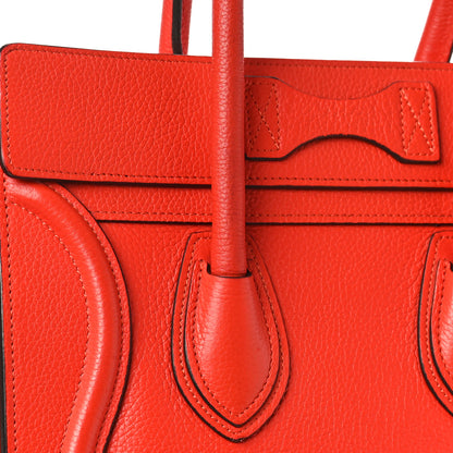 Celine Drummed Calfskin Micro Luggage Vermillion 10 of 11