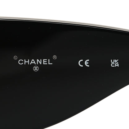 Chanel Acetate CC Logo Square Sunglasses 71628 Black White 5 of 7
