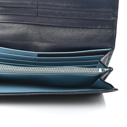 Prada Soft Calf Bi-Color Continental Flap Travel Wallet Baltico Astrale 5 of 7