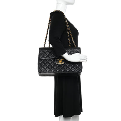 Chanel Lambskin Quilted XL Jumbo Single Flap Black 2 of 17