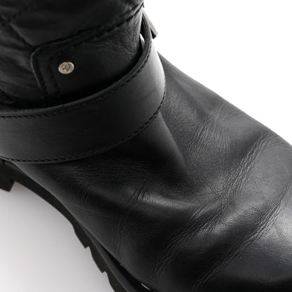 Chanel Calfskin Quilted Buckle Biker Boots 36 Black 8 of 9