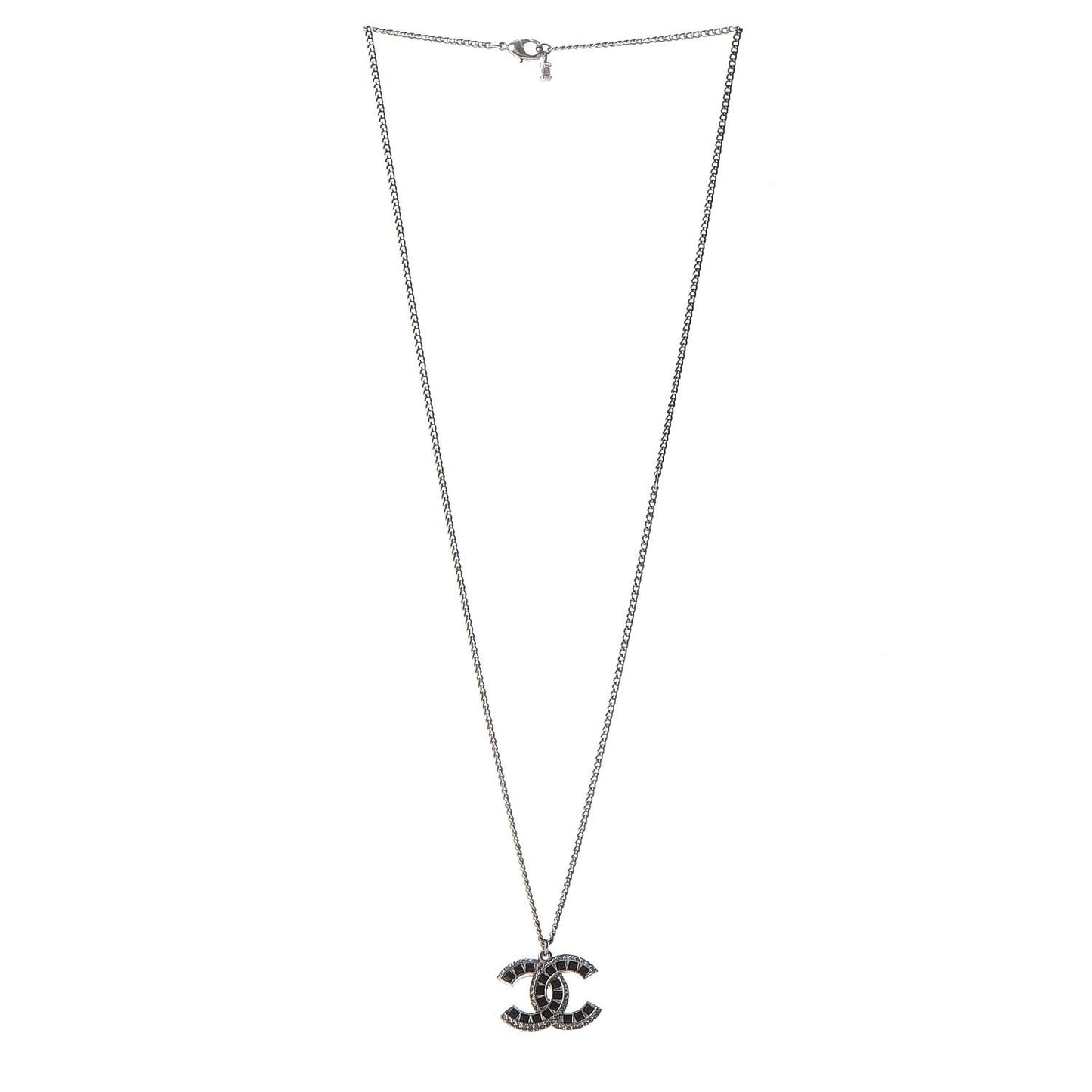 Ruthenium Baguette Crystal CC Necklace Black