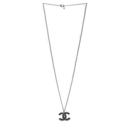 Chanel Ruthenium Baguette Crystal CC Necklace Black 3 of 6