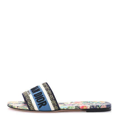 Christian Dior Canvas D-Constellation Embroidered Dway Flat Slide Sandals 36.5 Black Multicolor 1 of 9