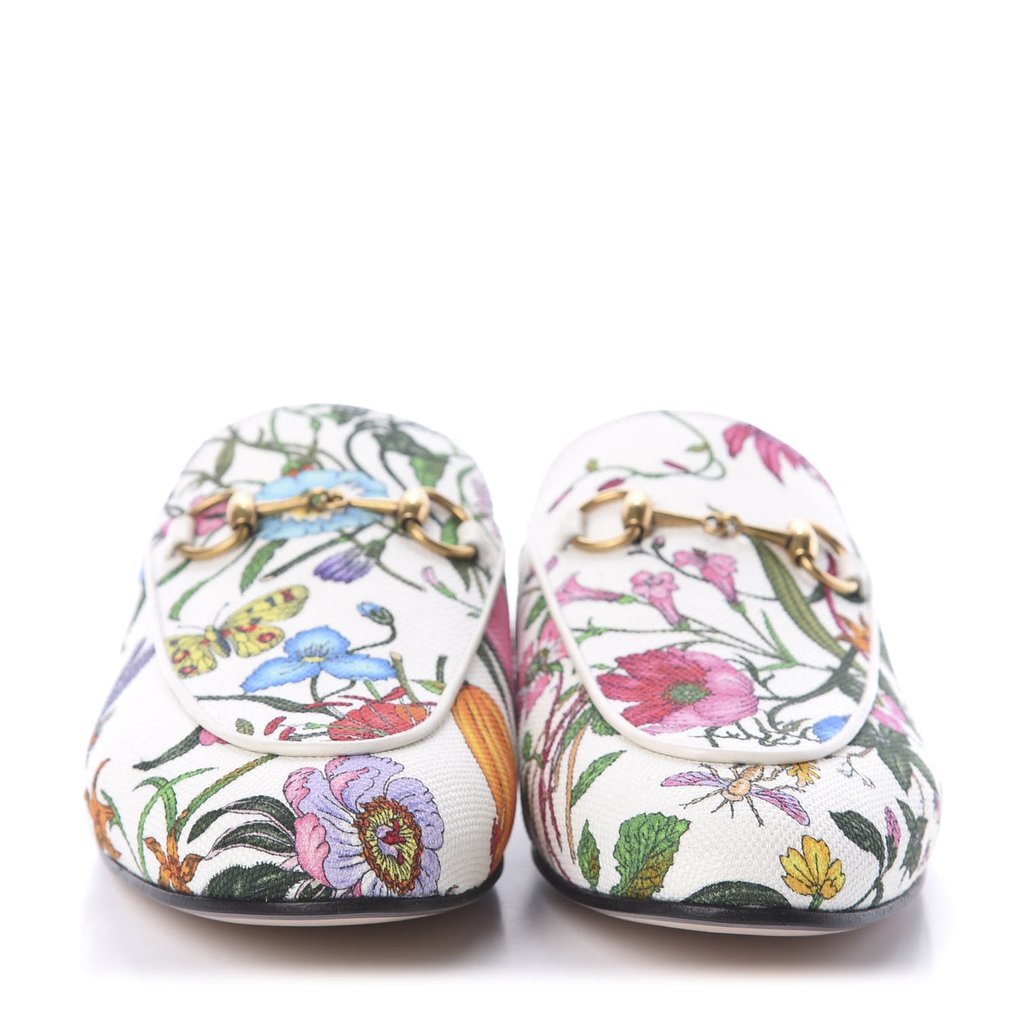 Canvas Flora Womens Princetown Slippers 37.5 White Multicolor