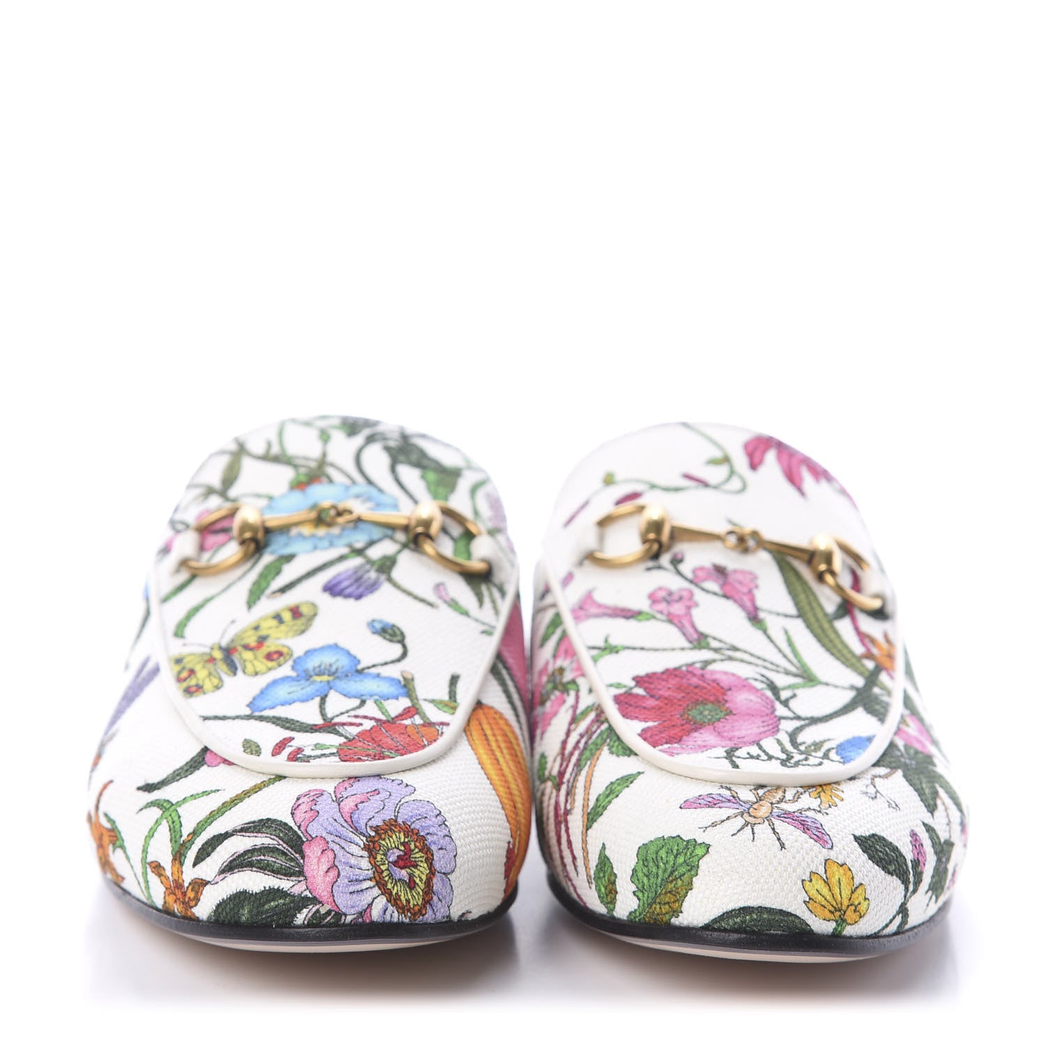 Gucci Canvas Flora Womens Princetown Slippers 37.5 White Multicolor 2 of 7