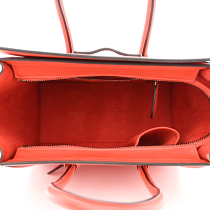 Celine Drummed Calfskin Micro Luggage Vermillion 5 of 8