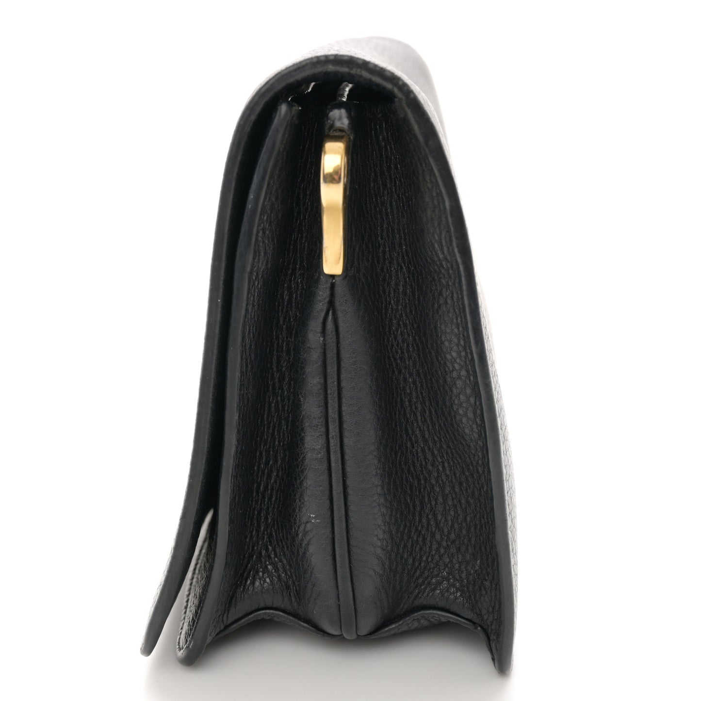 Vitello Daino Double Strap Flap Crossbody Black
