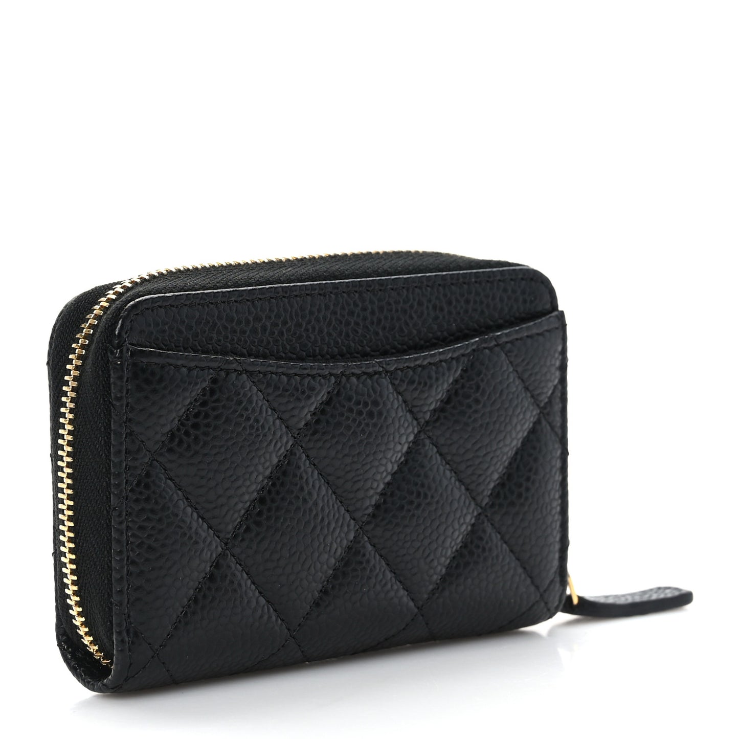 Caviar Quilted Zip Coin Purse Black