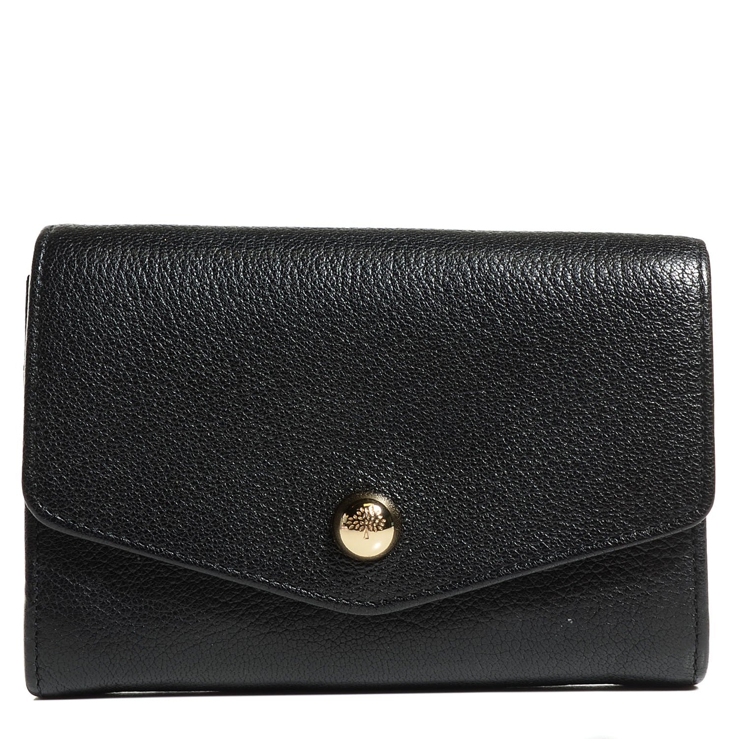 Mulberry Glossy Goatskin Dome Rivet French Purse Wallet Black 1 of 11