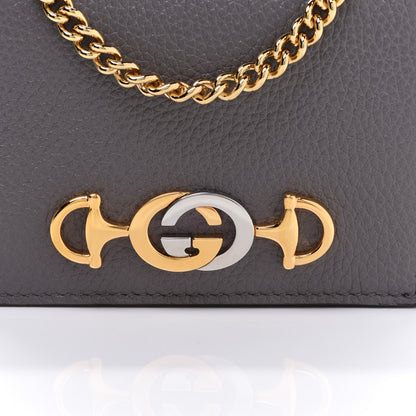 Gucci Grainy Calfskin Zumi Chain Card Case Wallet Dusty Grey 8 of 9