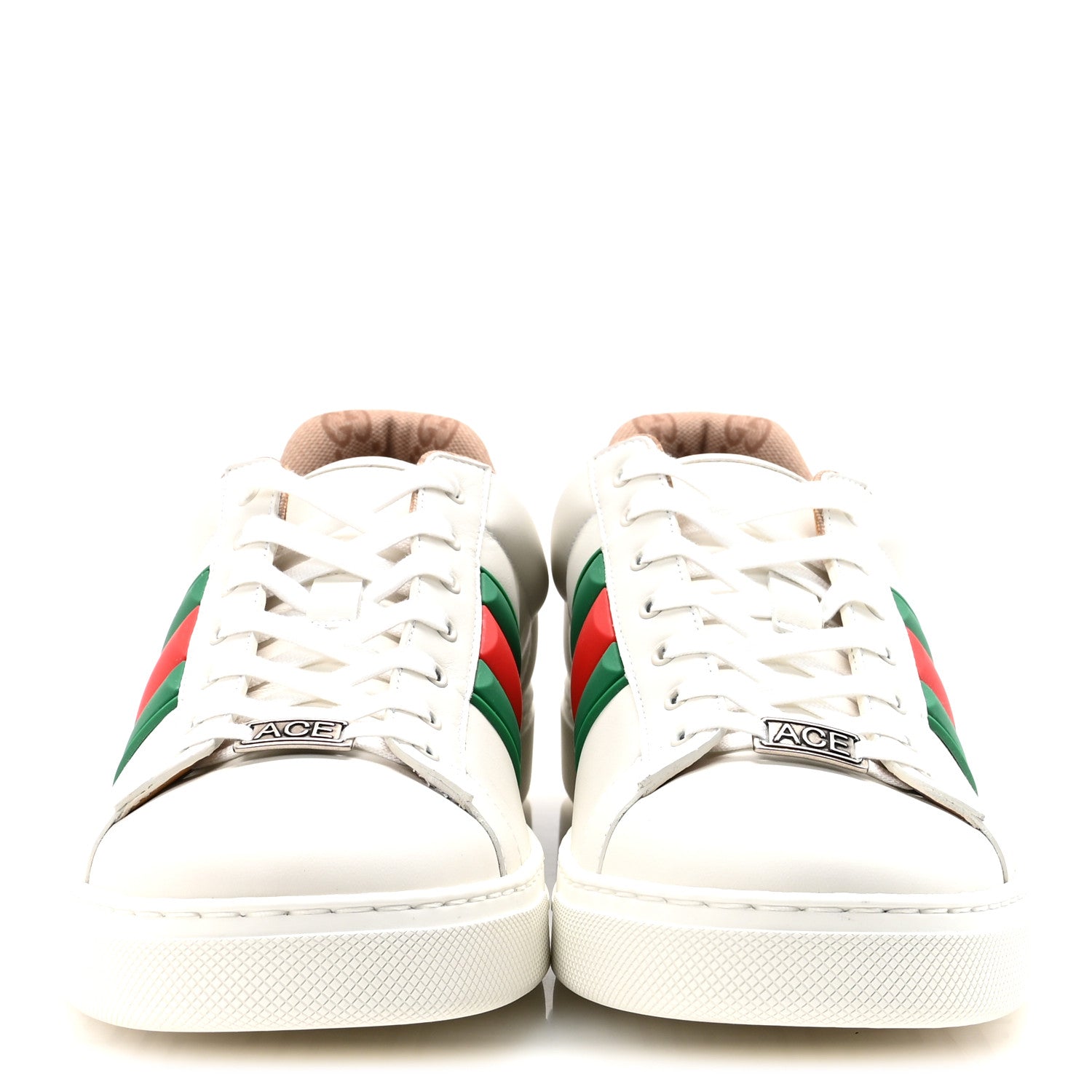 Gucci Ultralight Plume Calfskin Rubber Web Mens New Ace Sneakers 11 Green White Red 3 of 9