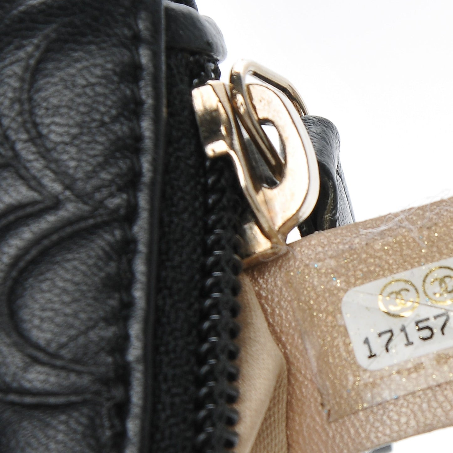 Lambskin Camellia Embossed Key Holder Case Black