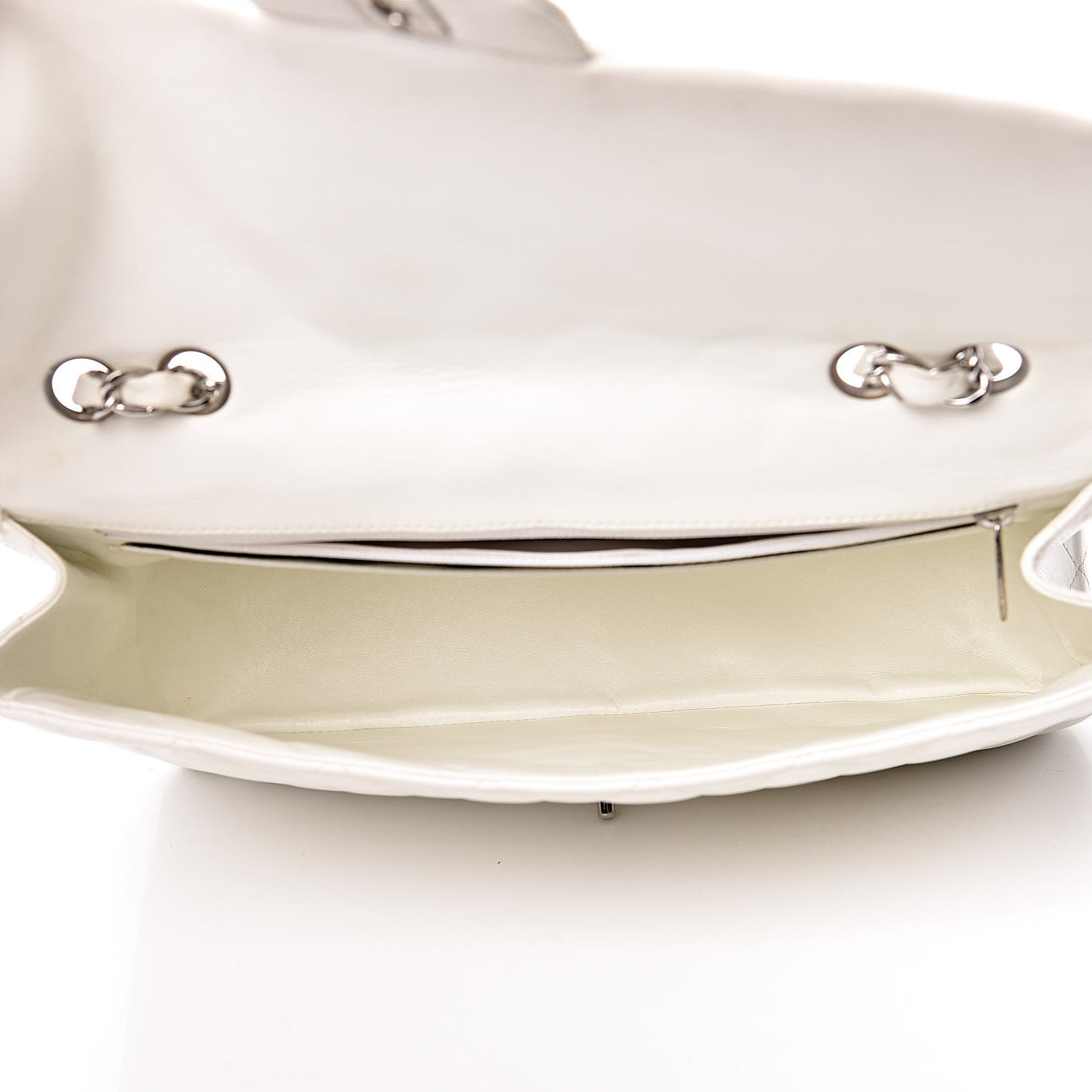 Lambskin Quilted Jumbo Single Flap White