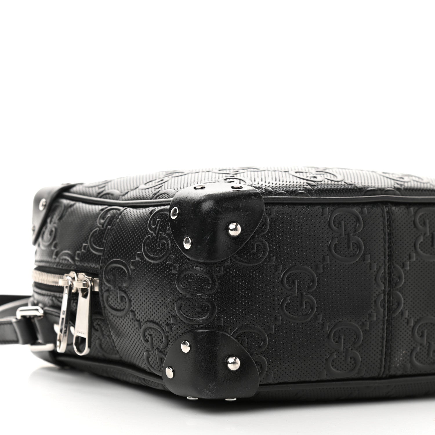 Gucci Calfskin GG Tennis Embossed Square Messenger Bag Black 11 of 14