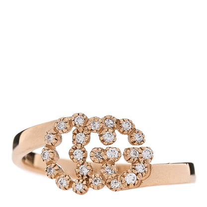 Gucci 18K Yellow Gold Diamond Running Double G Ring 50 5.5 1 of 4