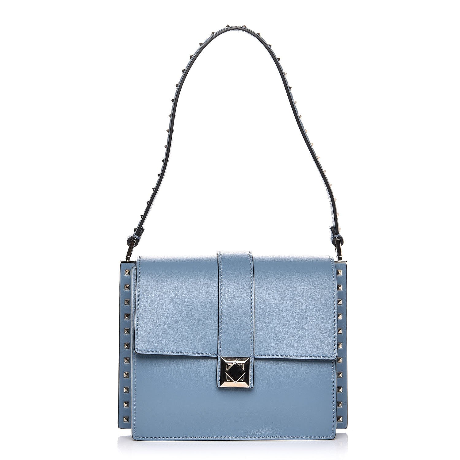 Valentino Garavani Calfskin Boxy Rockstud Trunk Shoulder Bag London Stone 1 of 6