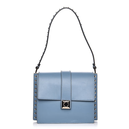 Valentino Garavani Calfskin Boxy Rockstud Trunk Shoulder Bag London Stone 1 of 6