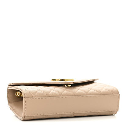 Saint Laurent Grain De Poudre Textured Mixed Matelasse Triquilt Small Monogram Satchel Dark Beige 4 of 9