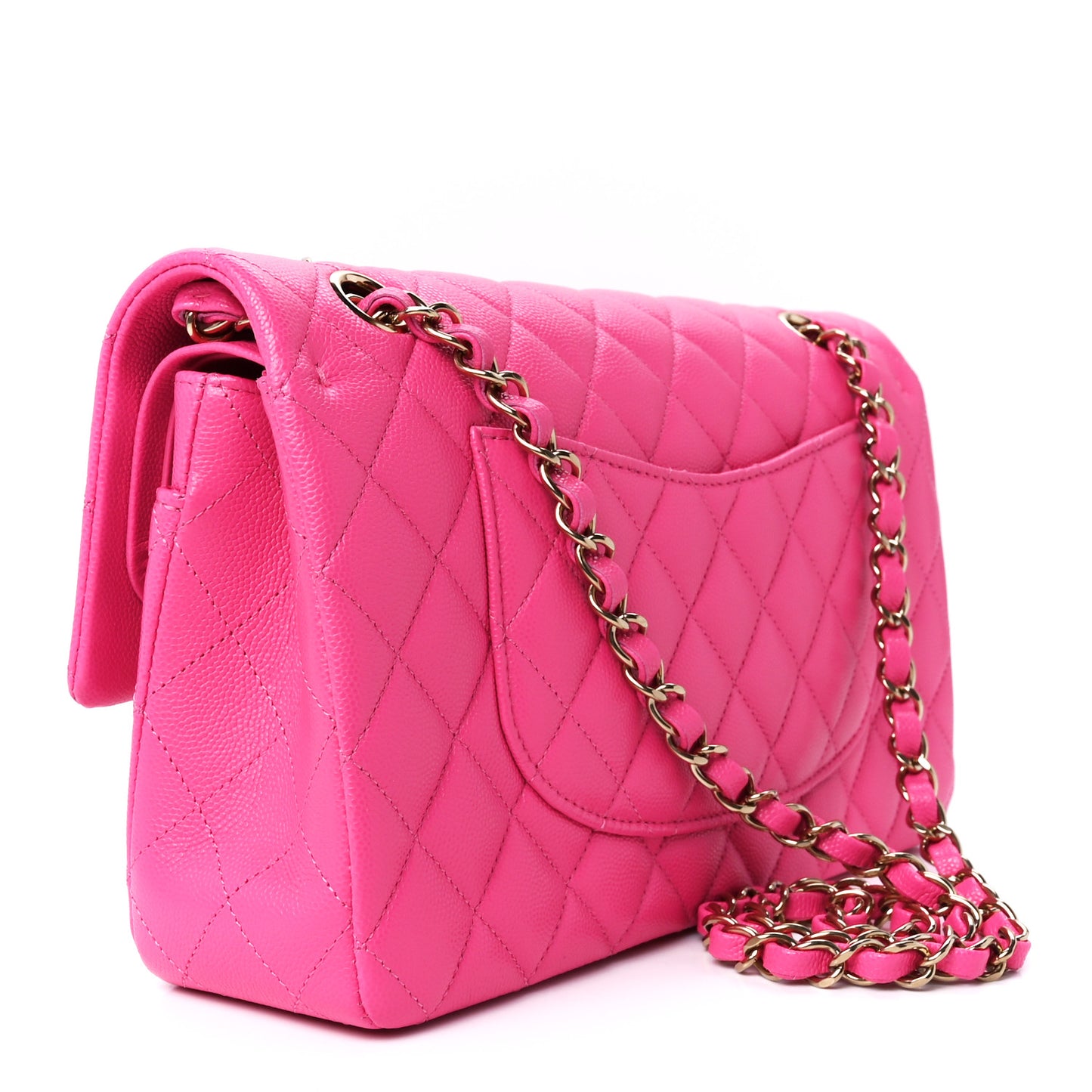 Caviar Quilted Medium Double Flap Pink