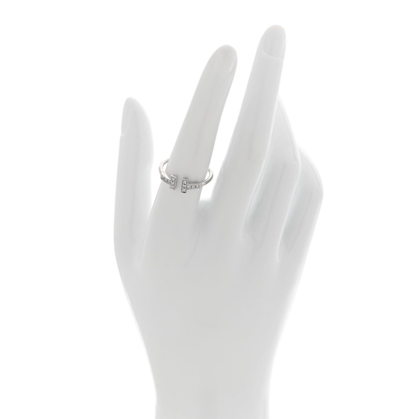 18K White Gold Diamond T Wire Ring 54 7