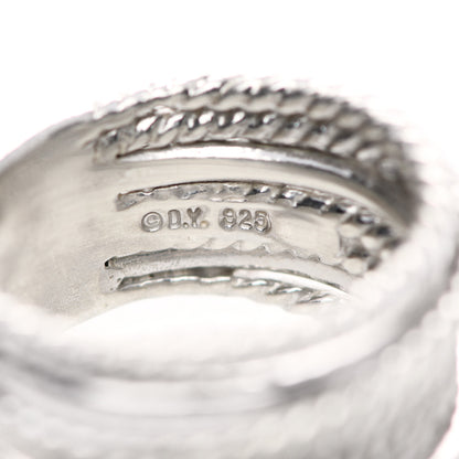 David Yurman Sterling Silver Diamond 11mm Wide Crossover Cable Ring 52 6 4 of 6