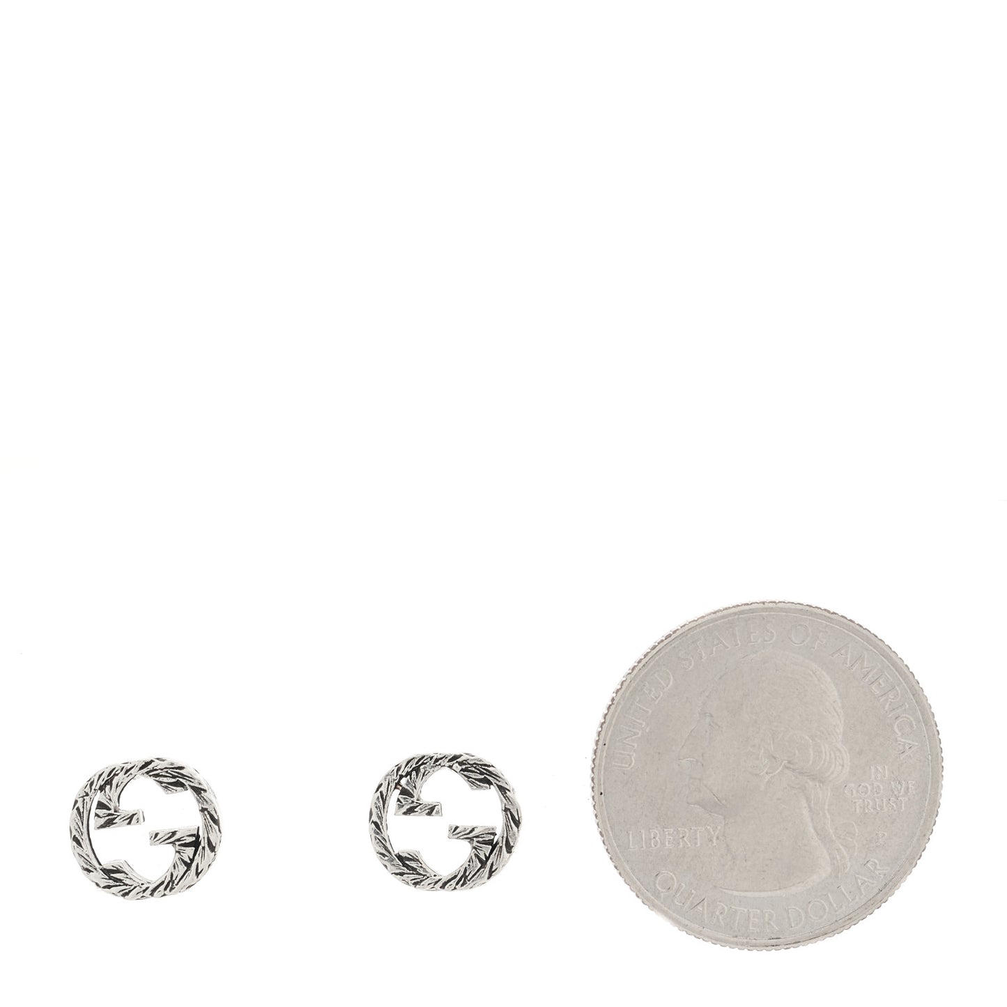 Sterling Silver Textured Interlocking G Stud Earrings