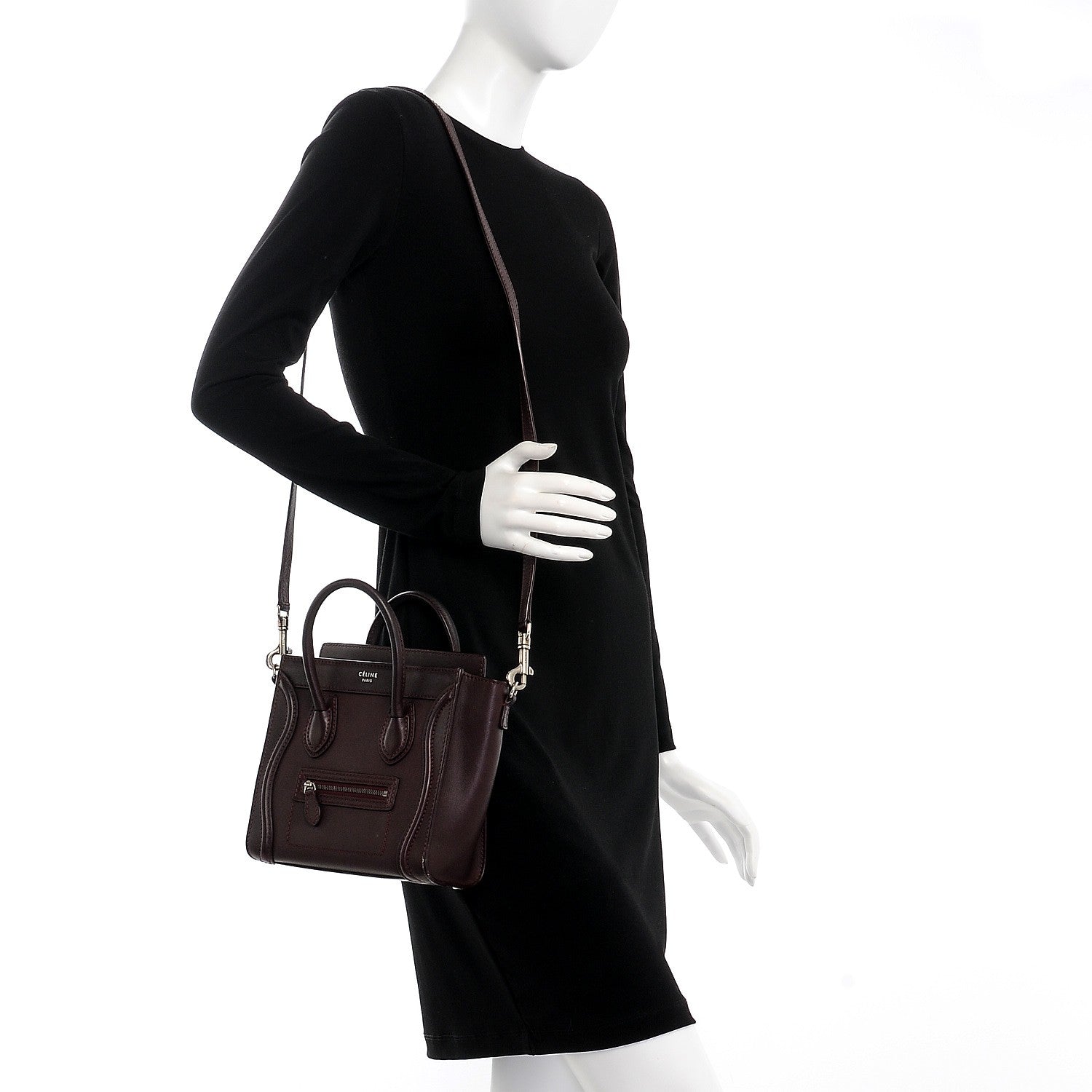 Celine Smooth Calfskin Nano Luggage Burgundy 2 of 11