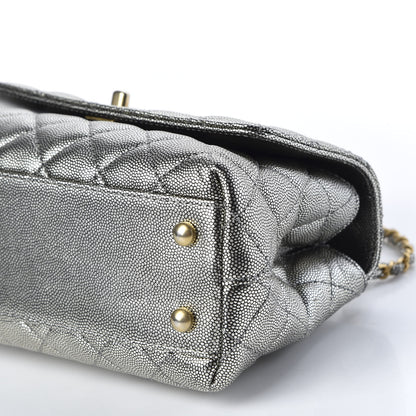 Chanel Metallic Caviar Quilted Mini Coco Handle Flap Silver 6 of 9