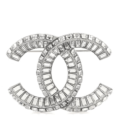 Chanel Baguette Crystal CC Brooch Silver 1 of 3