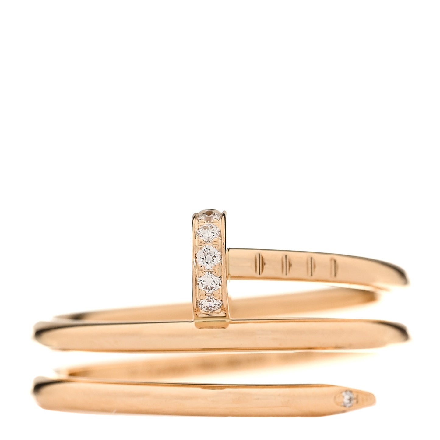 18K Pink Gold Diamond Double Juste Un Clou Ring 54 7
