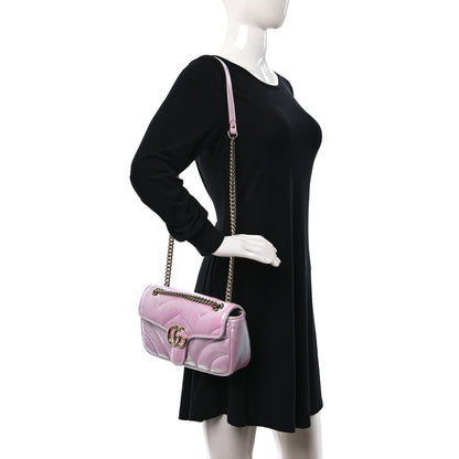 Gucci Iridescent Nappa Chevron Matelasse Small GG Marmont Shoulder Bag Iridescent Escape Pink 2 of 8