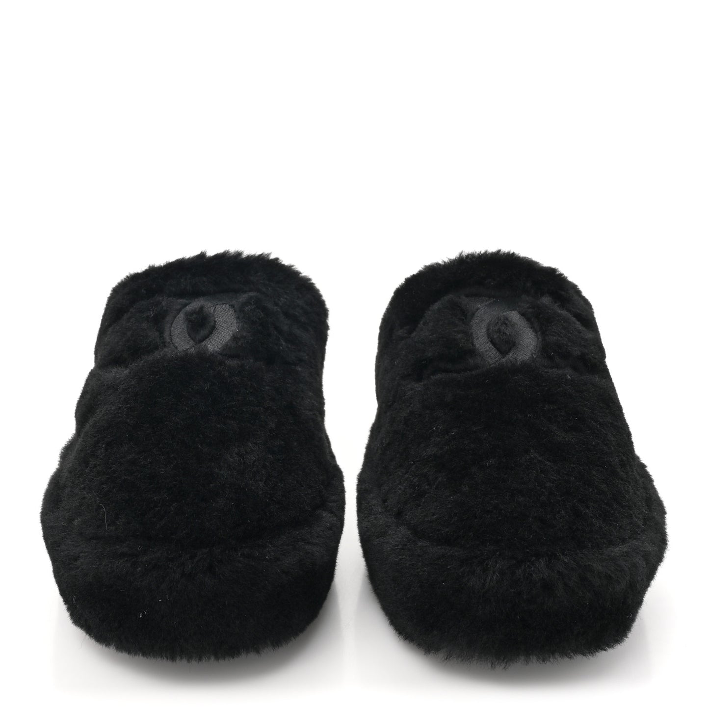 Shearling CC Flat Mules 39 Black
