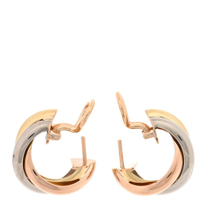 Cartier 18K Pink Yellow White Gold Classic Trinity Hoop Earrings 3 of 4